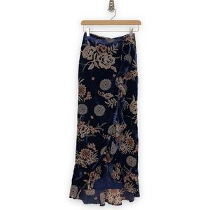 House of Harlow 1960 x Revolve- Ferris Blue Velvet & Pink Floral Midi Sk…